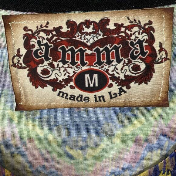 Amma Design Tunic Top Dress Sz M Multicolor‎ Artsy Boho 60's Disco - Picture 3 of 6